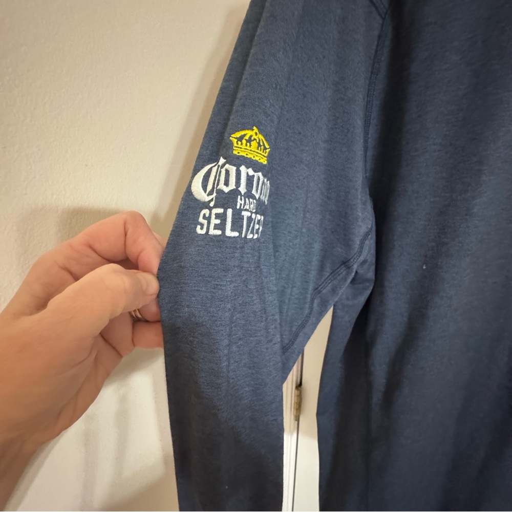 Travis Mathew Mens Blue 1/4 Zip Long Sleeve Embroidered Corona Hard Seltzer XL - Picture 6 of 7